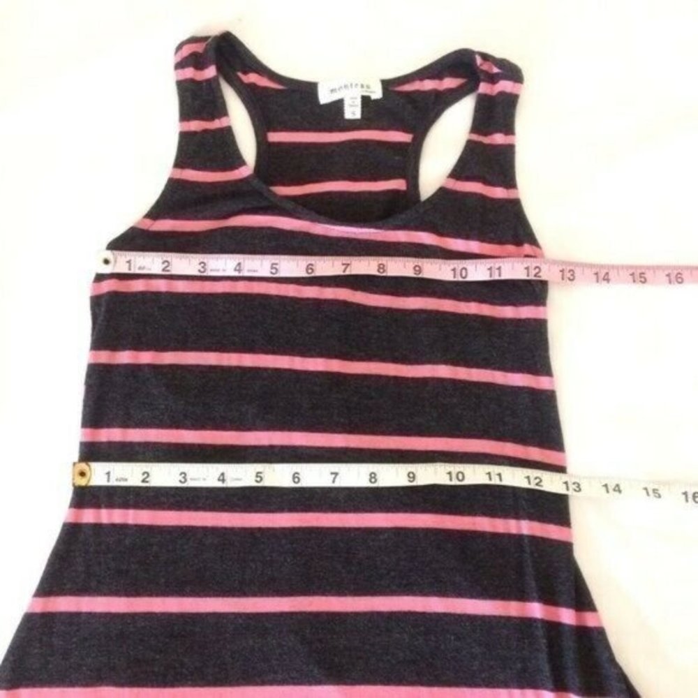 Monteau Los Angeles Women's Sleeveless Gray Pink Stripes Dress Size Small Skater - Picture 10 of 12